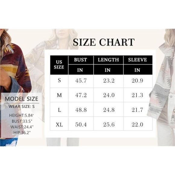 Red Aztec Tribal Southwestern Printed Button Down Corduroy Shacket Jacket - Picture 5 of 5